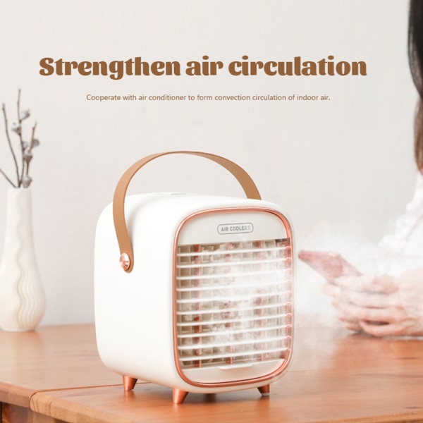 Små Bärbar Luftkondisjonering & Luftfuktare Skrivbord Luftkylare Kylfläkt, 3 Vindhastigheter vit green