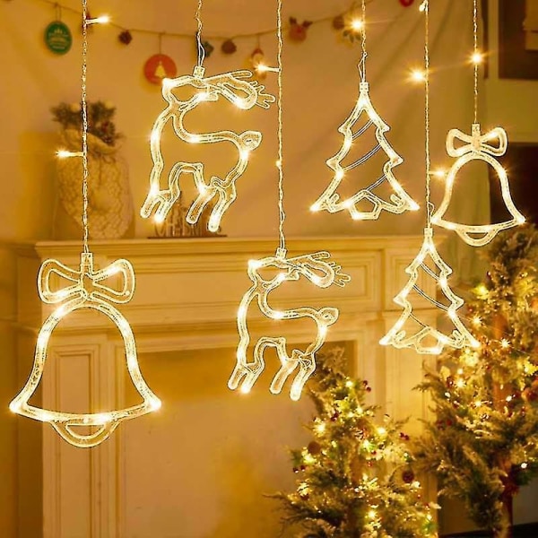 Led Sucker Lampe Juletræ Klokke Snefnug Elk Nytår Dekorative String Lights Showcase Elk suction lamp