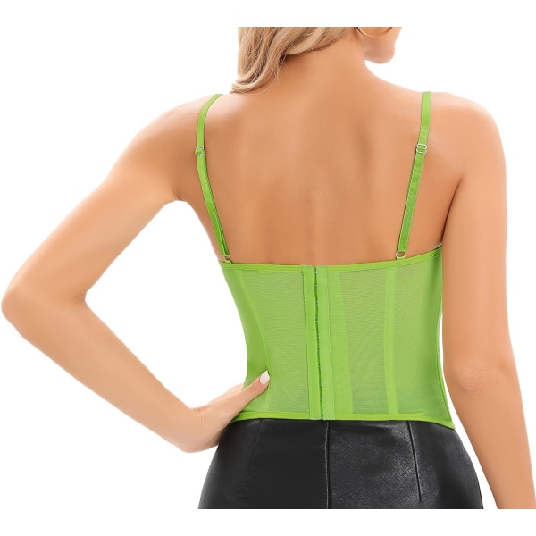 Kvinnor pets exig Bustier Corsett Top med fisk urbenad Green - Hook Back S