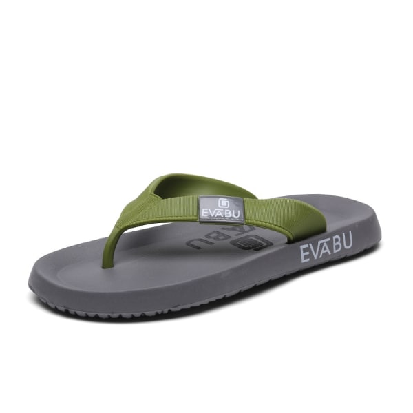 Summer Gentleman Canvas Fiskbensbälte Halkfri strandskor med mjuk botten EVA Stovepipe Hem Student Semester Herr Flip-flops Green CN size 39