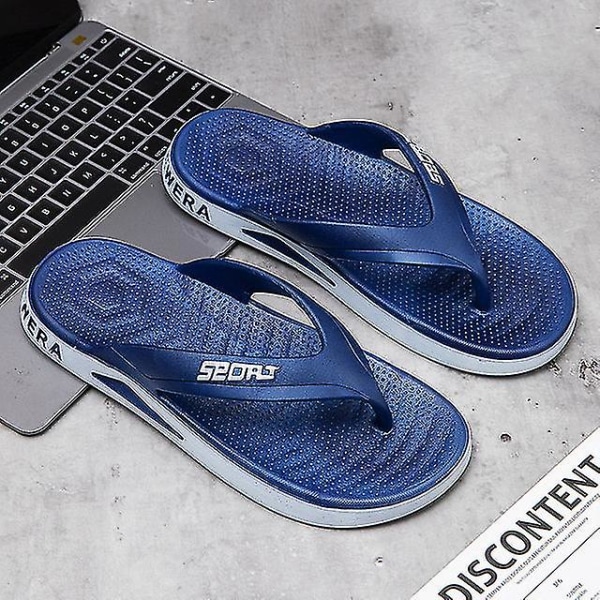 Sommartofflor för män Hieronta Varvastossut Bekväma miehet Casual Mode Herr Flip Flops blue 40