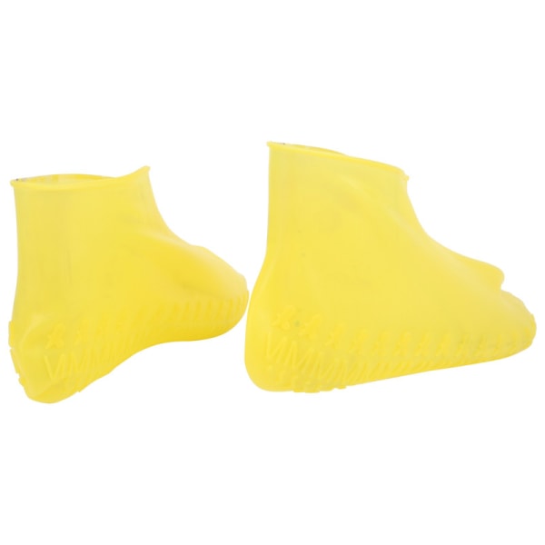 Tykkede slitesterke barnefottrekk vanntette og sklisikre utendørs regnstøvler (gul M)