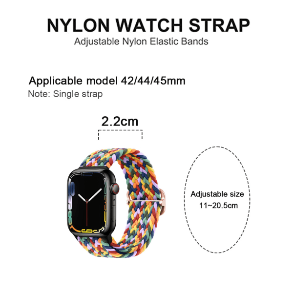 Justerbar nylon iwatch-rem (42/44/45 mm, W-mönster) W pattern seven color 38/40/41mm