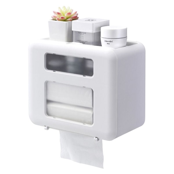 Creative Bathroom Dagliga nödvändigheter Väggmonterad mjukpapperslåda Toalettpappershållare Toalettpapperslåda Silkespappershållare Vattentät, vit White