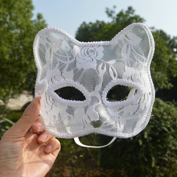 Halloween Cosplay Fox Mask Spets Sexig ögonmask Djurmask Halv Black