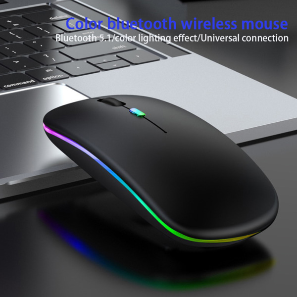 LED trådlös mus Uppladdningsbar Slim Silent Mouse 2.4G 2.4G Luminous Edition - Black