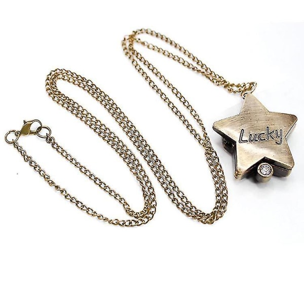 Star Shape Lucky Word Retro Bronze Kvarts lommeur