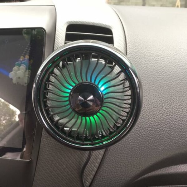 USB luftintagsventilator, mini elbilsventilator 360° roterende bil Air outlet - black