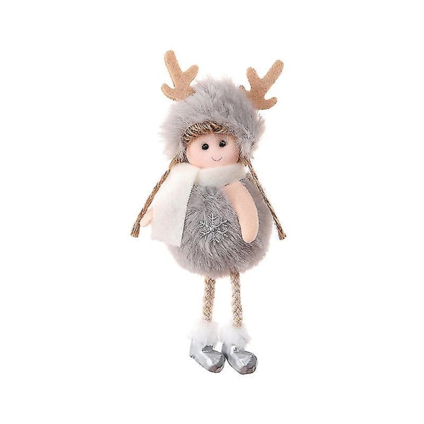 2stk Christmas Plysj Angel Anheng Barn Søt Dukke Jente Gave Juletre Anheng Gray plush snowflake angel