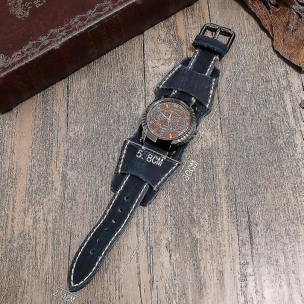 Læderarmbåndsur Vintage Casual Quartz Watch