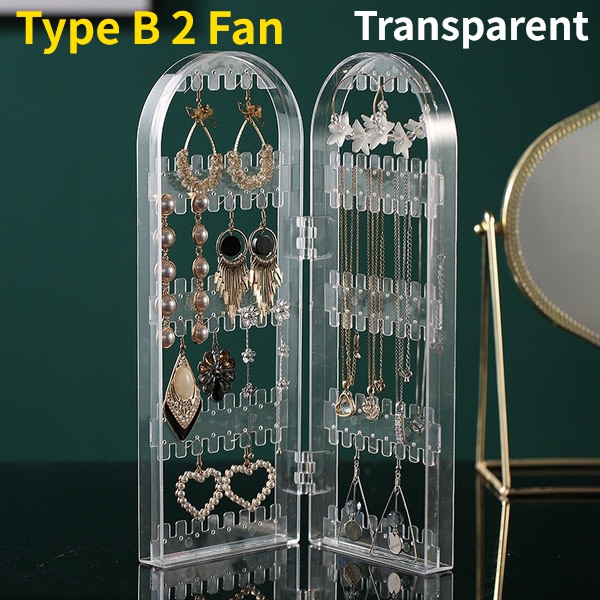 Smyckesoppbevaringslåda med spegeldisplayfällbar skjerm Transparent Type B 2 Fan