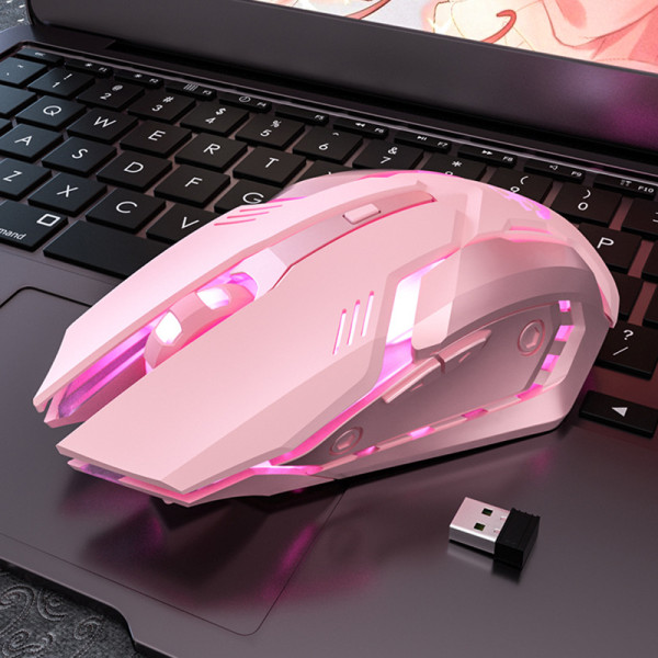 Bluetooth trådlös mus Pink Mute Uppladdningsbar mus pink