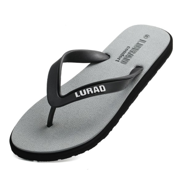 Stor storlek Fretwork Casual Flip Flops Män Drag Crust Halkfri Bekväm Strand Man Kortfattad Utomhusklämma Fötter Coola Tofflor Gray CN size 45-46