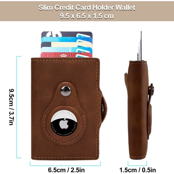 Smart AirTag -plånbok för män med korthållare för myntfack för litet RFID-skydd (brun)