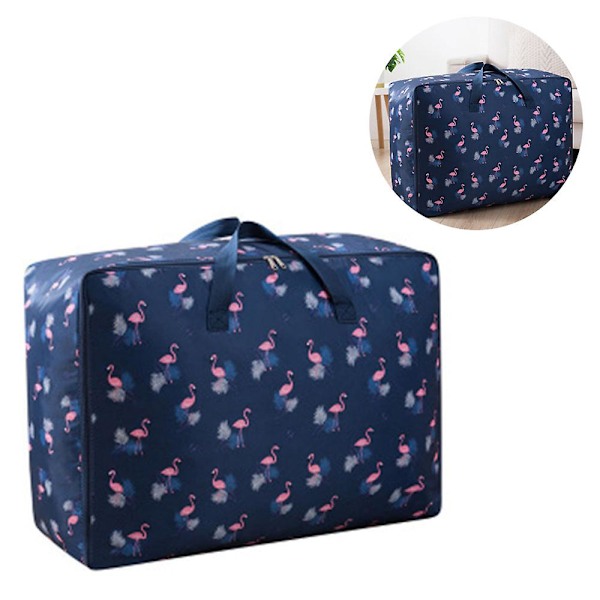 Oxford stofdyneopbevaringsposer, tøjopbevaringsposer, tøjopbevaringsposer med stor kapacitet med lynlås, Opbevaringspose til sengetøj til tæpper 60x50x28cm Navy