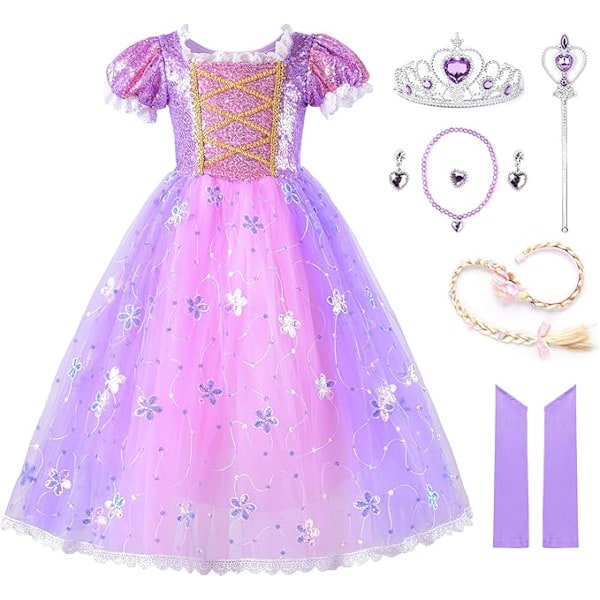 Flower Princess Holiday Dress Girls Sequin Party Costume 120cm