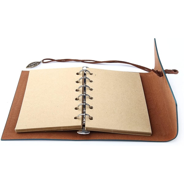 Läderskrivande dagbok, påfyllningsbar anteckningsbok för resenärer