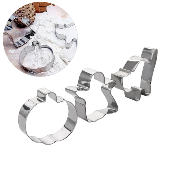 Stainless Steel Halloween Cookie Cutter Set with Cat, Pumpkin, and Ghost Shapes