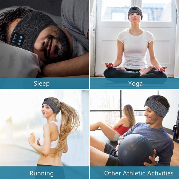 Trådløse sovehodetelefoner, Bluetooth Sportshodebånd for Yoga, Meditasjon, Running Black