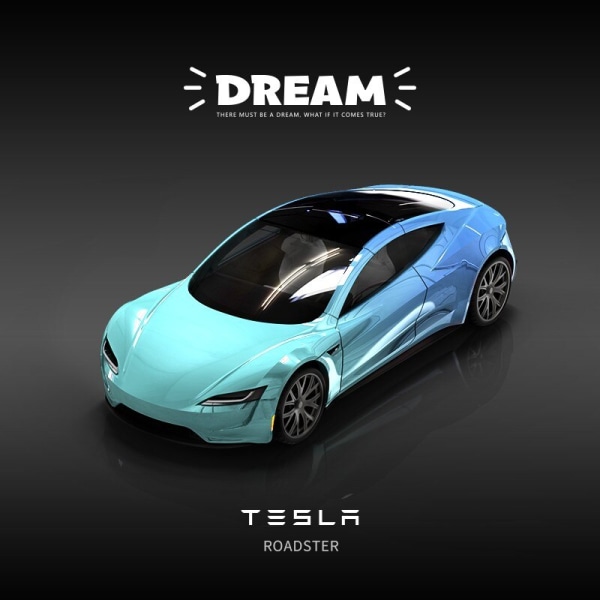 Dröm 1/64 Tesla Roadster Diecast modellbil