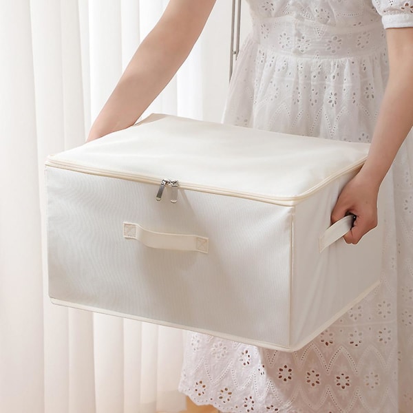 Canvas Comforter Storage Bags Closet Organizer For Clothes Sweater Clothes Organizer XL white