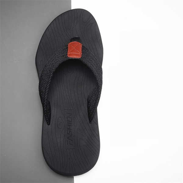 Høj kvalitet mode män flip flops sommar strand tofflor Breat black&gray 43