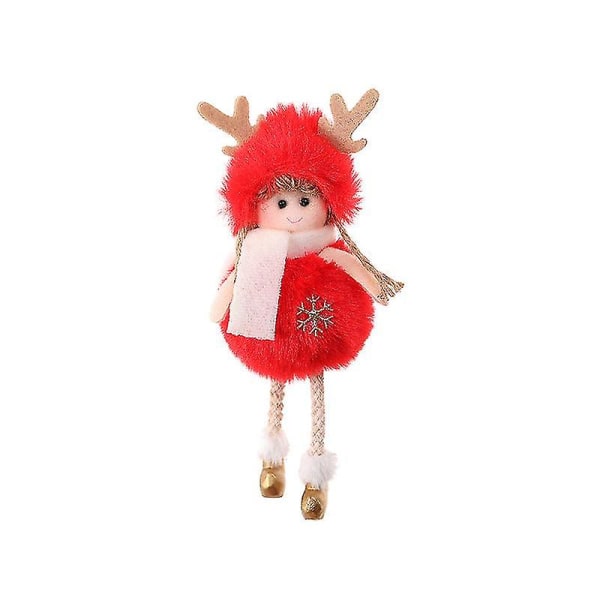 2stk juleplys engel vedhæng Børn Sød dukke pige gave juletræ vedhæng Red plush snowflake angel