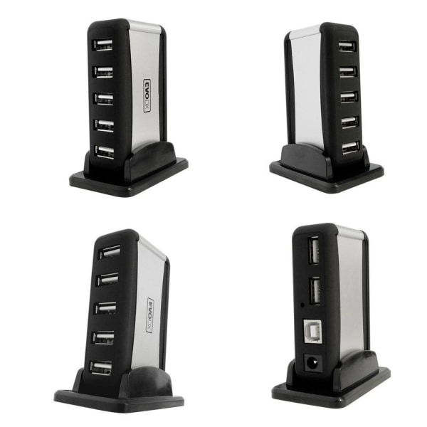 HIGH SPEED 7-PORTAR USB HUB 2.0 MULTI SPLITTER EXPANSION för LAPTO Vertical 7 ports with power supply