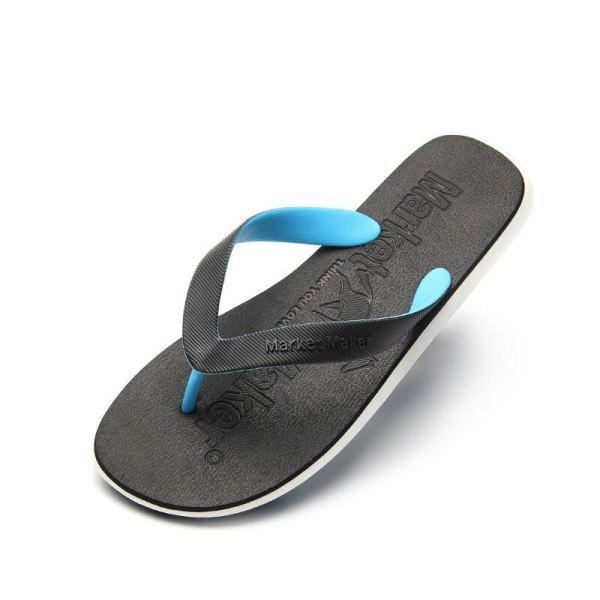 Sommar Mjuk Gummi Herr Tofflor Ute Bär Strand Halkfri utendørs Casual Holiday Maker Ord Drag Boy Flip Flops Black size 43-44