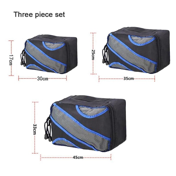 Household Nylon Waterproof Storage Bag Set Three-piece Nylon Travel Storage Bag black