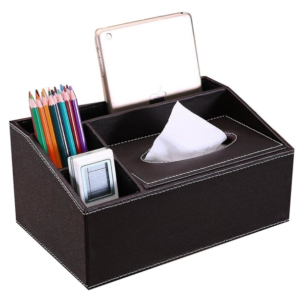 Multifunctional Leather Tissue Box Coffee Table Desktop Remote Control Storage Box style1