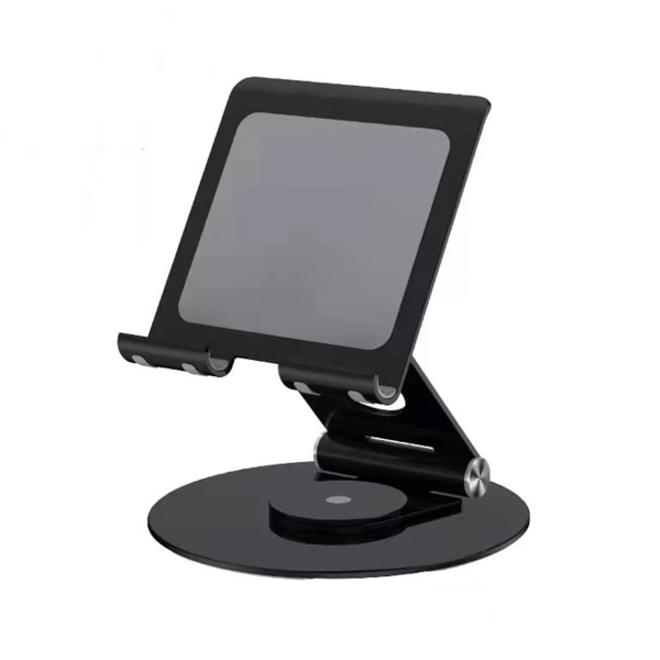 Tablettställ av aluminiumlegering Universal for mobiltelefoner Vinkel Justerbar 360° rotasjon for 4-13 tums mobilplate Black
