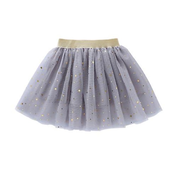 Sommernederdele Til piger Bomuld Blonde Prinsesse Mininederdele Stjerner Glitter Dans Ballet Tutu Mode Pailletter Børnetøj 110CM 3Y gray