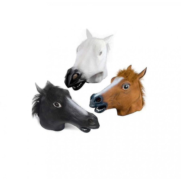 Halloween-tillbehör Rolig hesthuvud lateksmaske Djurdräkt snygg (vit)