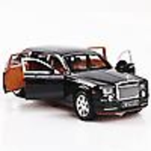 1/24 Rolls Royce Phantom Diecast Car Model Simulatie SUV Metal Auto Malli Vetotoiminto 6 Dörrar öppnade leksaker för barn（ svart）