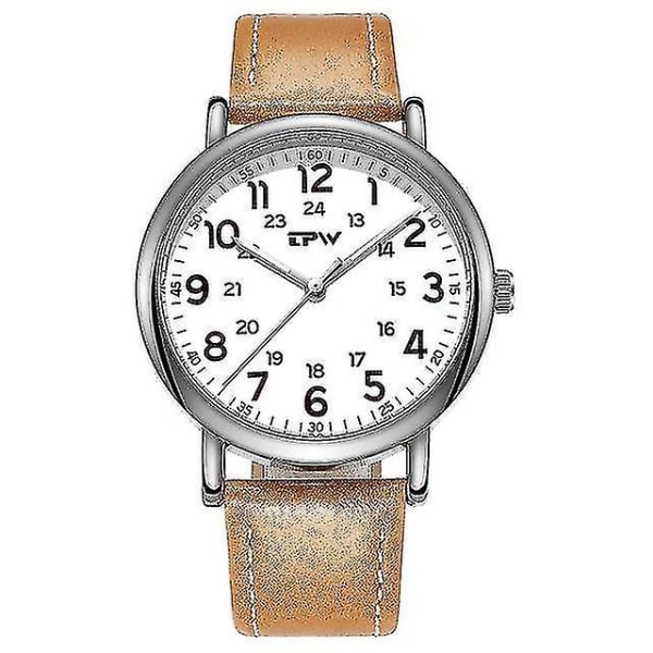 Classic Watch Leather Business Quartz Watch(white)