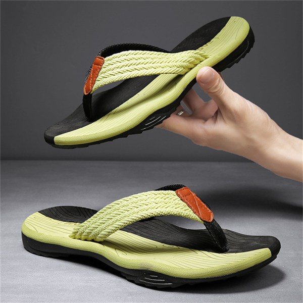 Høj kvalitet mode män flip flops sommar strand tofflor Breat black&green 43