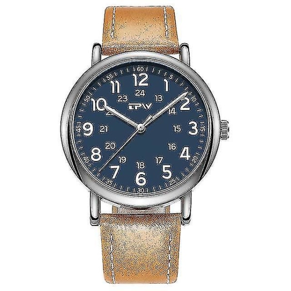 Classic Watch Leather Business Quartz Watch(blue)