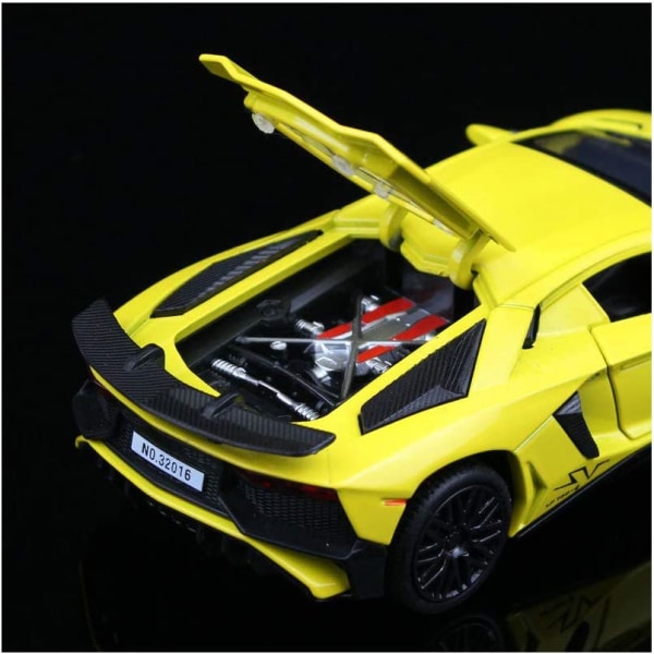 Alloy serie Lamborghini leksaksbil pull back formgjutna model med lys og ljud yellow