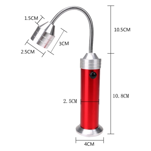 Slang ficklampa 9LED med magneettiböjbar red