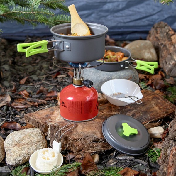 Lättvikts aluminiumlegering Camping Pot Vandring Picknick Turist Fruit green handle