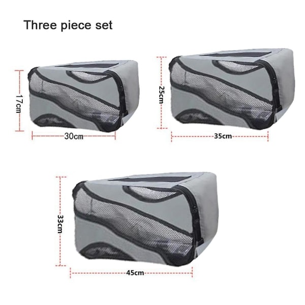 Household Nylon Waterproof Storage Bag Set Three-piece Nylon Travel Storage Bag gray