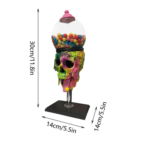 Bubble Gum Machine Färgglad Skull Candy Dispenser Halloween Desktop Ornament For Hem Vardagsrum Inredning