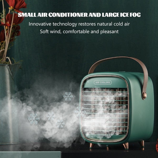 Små Bärbar Luftkonditionering & Luftfuktare Skrivbord Luftkylare Kylfläkt, 3 Vindhastigheter vit green