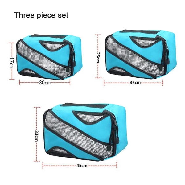 Household Nylon Waterproof Storage Bag Set Three-piece Nylon Travel Storage Bag sky blue