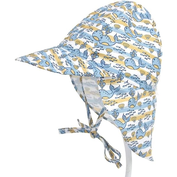 Baby Girls Anti-UV sommarsolhatt, strandsolhatt Nackskydd whale_x000D_
Small size (44-48CM)