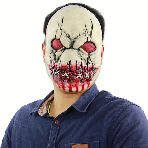Halloween Zombie Röda ögon Mun Skräck Mask Cosplay Party rekvisita