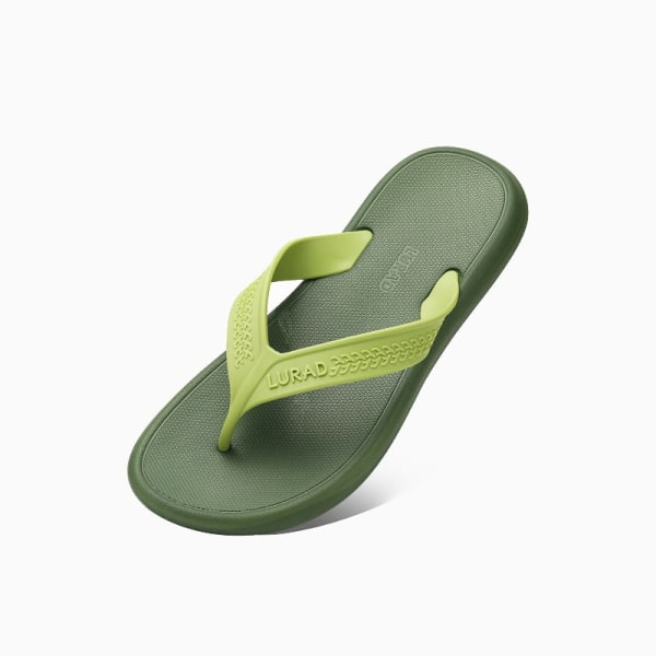 Sommarstrand utomhussportsandaler med EVA slitstarkt gummi Business Trend Street Flip Flops Mies Coola hembadtofflor Green size 39-40.