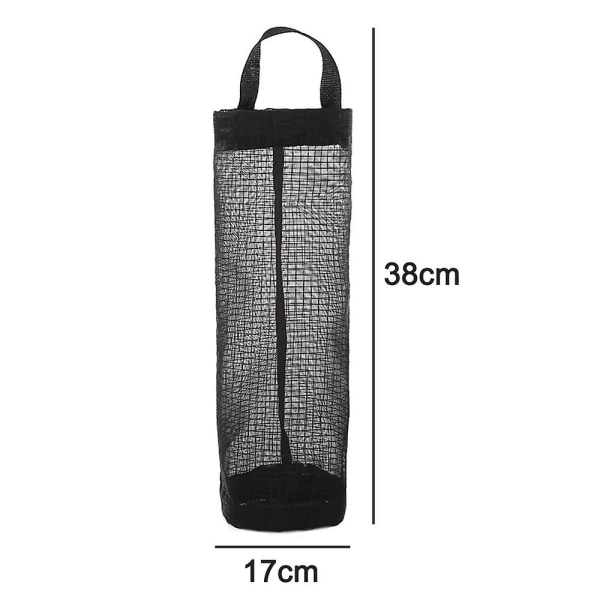 2 stk. Plastposeholder, dispensere, affaldssækkeholder Genbrugsbeholdere Mesh Hængende Opbevaringsdispensere Hængende Folde Mesh Affaldspose Organiser Black