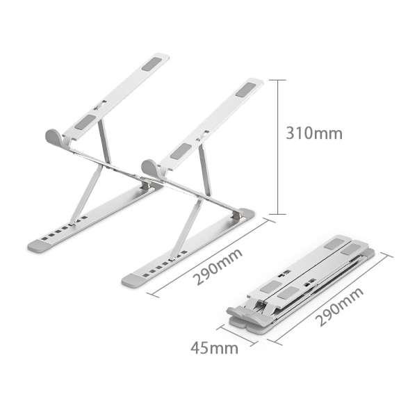 Justerbart bärbara stativ i aluminium för Macbook hopfällbart silver